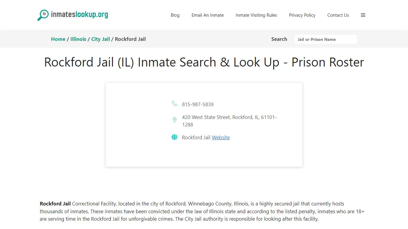 Rockford Jail (IL) Inmate Search & Look Up - Prison Roster