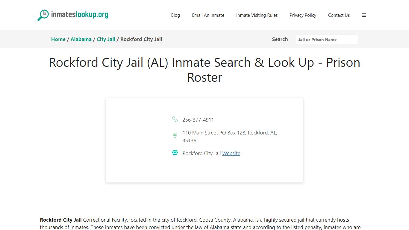 Rockford City Jail (AL) Inmate Search & Look Up - Prison Roster